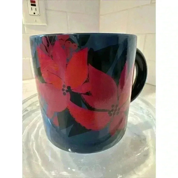 Starbucks Royal Blue Floral 2021 Coffee Mug Cup 12 Oz Ceramic Collectible - Picture 9 of 13